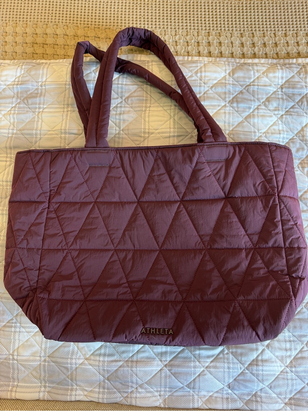 Athleta Quilted Burgundy Tote